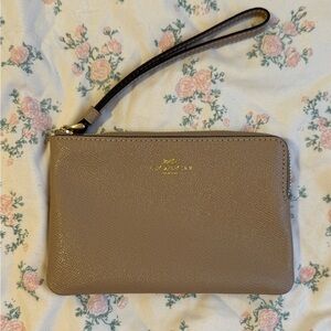 LIKE 🆕 COACH Gold/Taupe Corner Zip Wristlet
